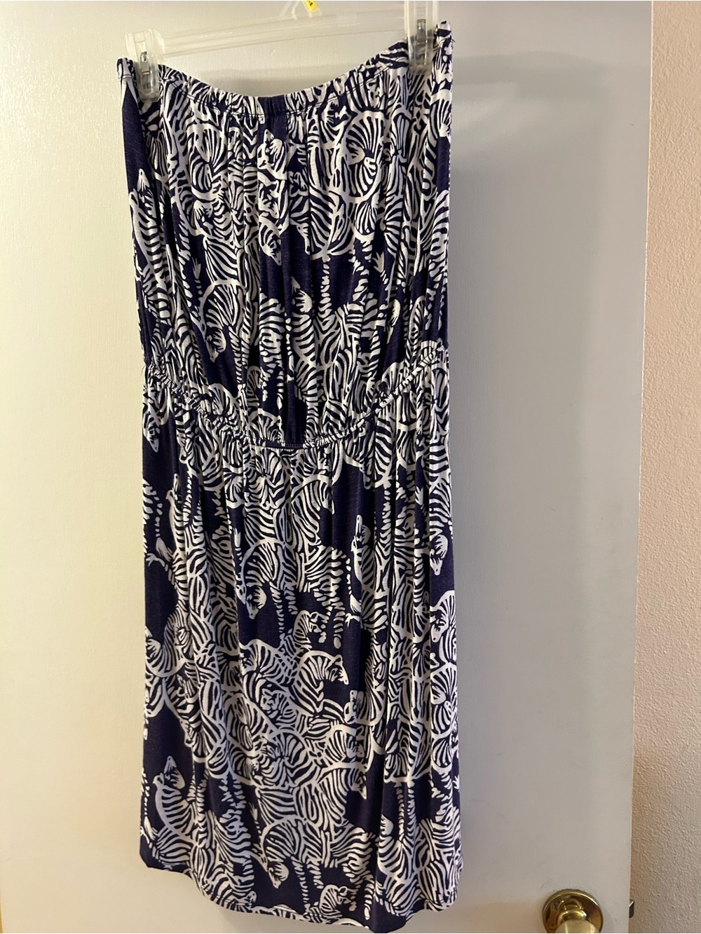 Lilly Pulitzer Navy & White Zebra-Print Strapless mini / swim cover up